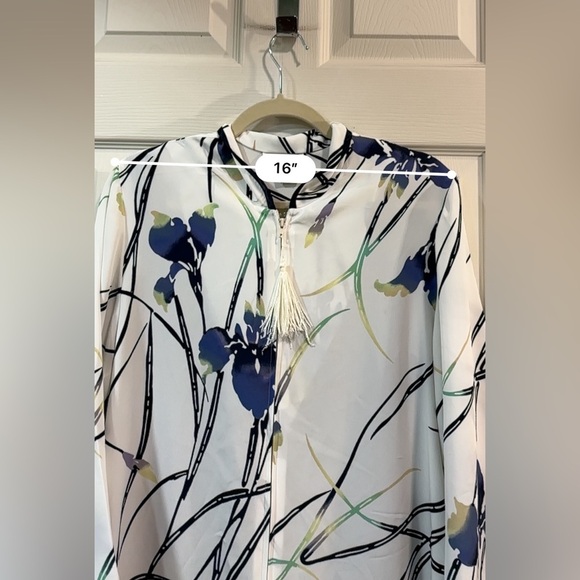 Vtg Natori Classics for Saks Caftan Full Zip Gown Robe Iris Floral Sz XS - Picture 9 of 16